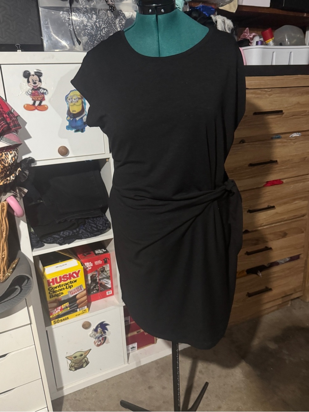 Nicole Miller Black Side-Tie Mini Dress